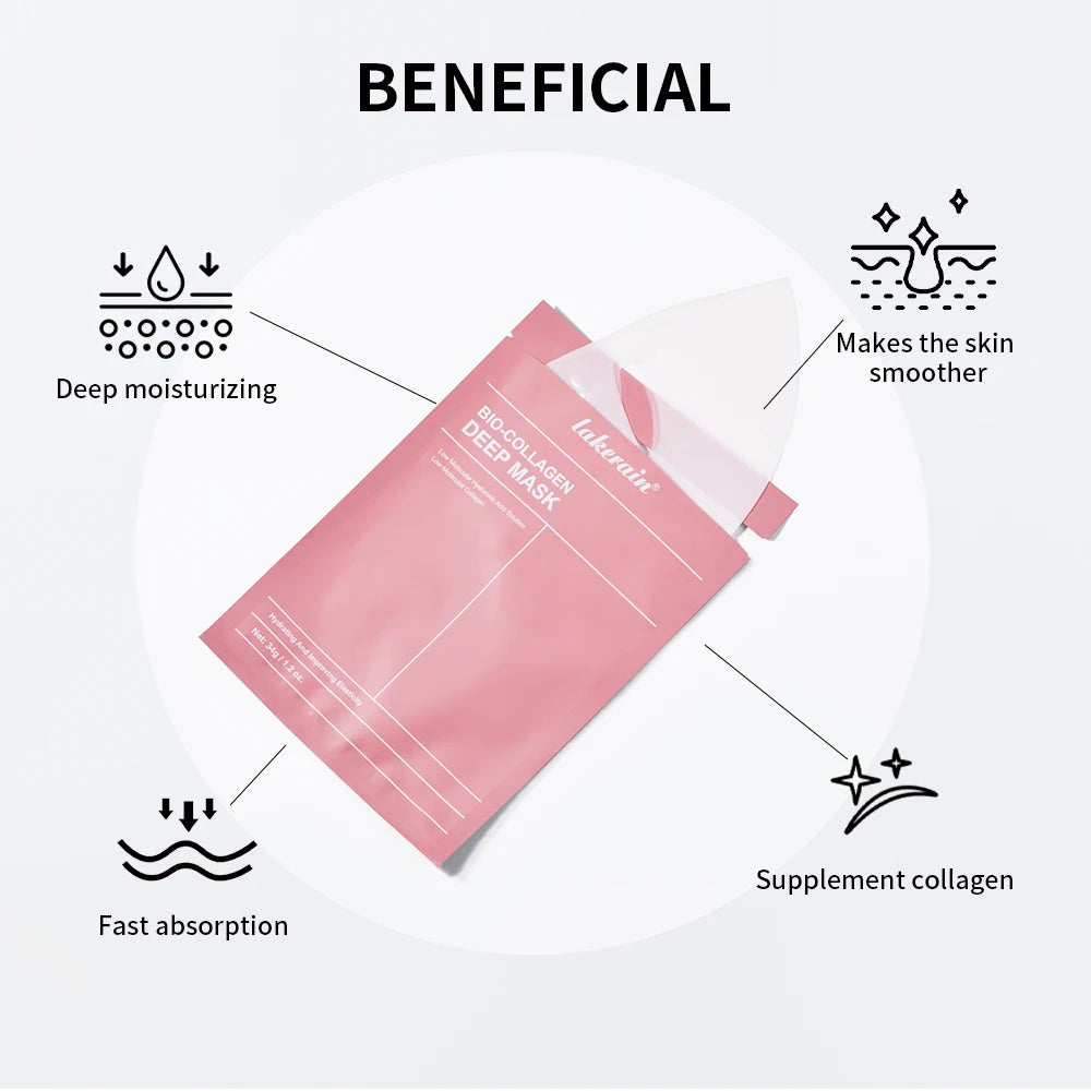 Masque Visage Bio-Collagène Profond – Soin Raffermissant & Hydratant 12 Pièces