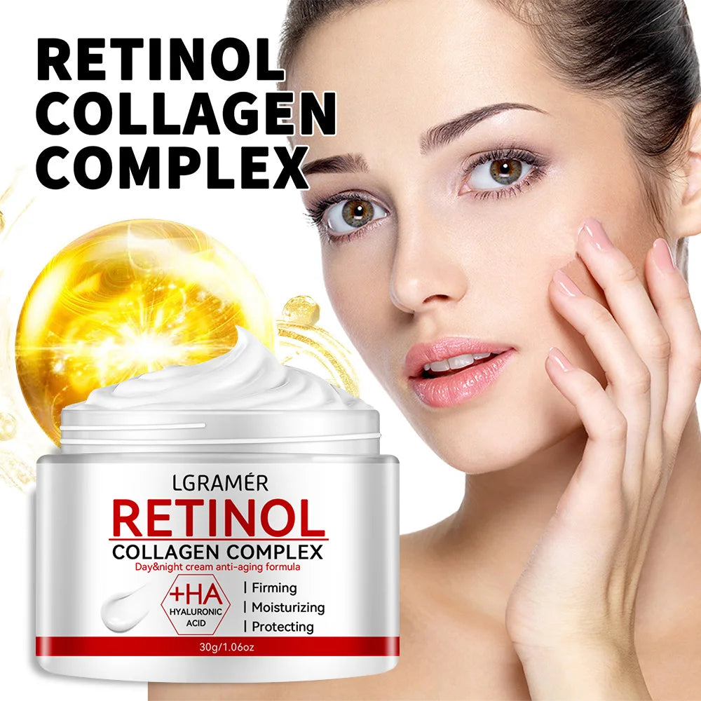 Crème Raffermissante Rétinol & Collagène – Anti-rides, Hydratante & Éclat 30g/60g