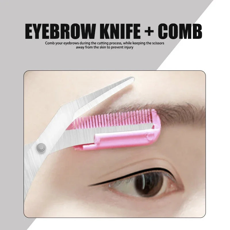 Ciseaux à Sourcils avec Peigne – Accessoires Maquillage en Acier Inoxydable pour Femmes