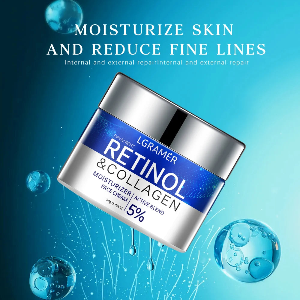 Crème Visage Rétinol LGRAMER – Anti-rides, Raffermissante & Éclat 30g/60g