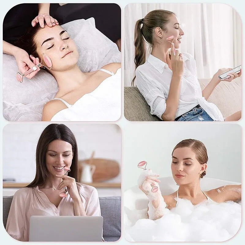 Rouleau Gua Sha Rose – Planche de Massage Facial Beauté (Non-Jade)