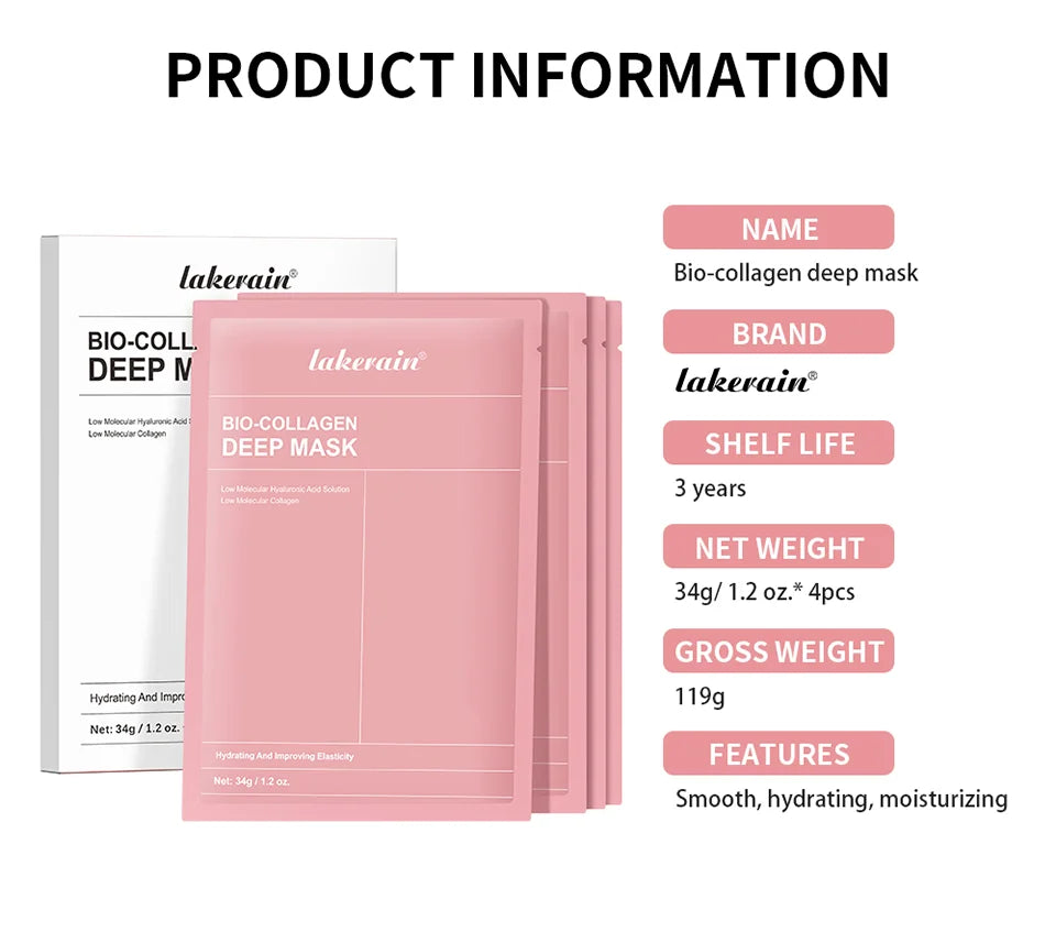 Masque Visage Bio-Collagène Profond – Soin Raffermissant & Hydratant 12 Pièces