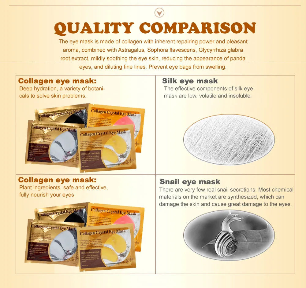 Masque Yeux Or & Collagène – 20 Pièces (10 Paires) Soin Raffermissant & Hydratant