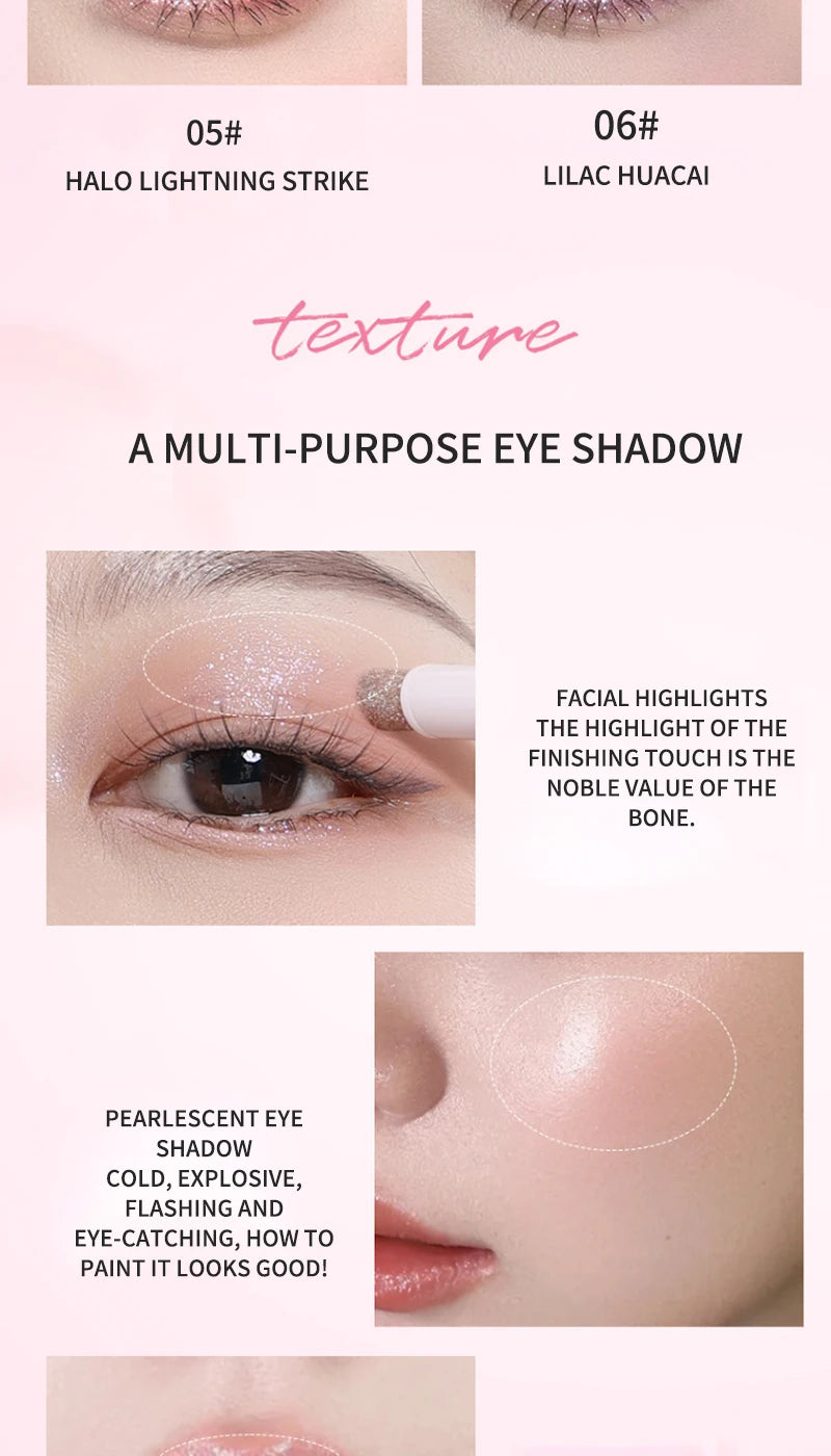 Crayon Fard à Paupières Jelly Brillant – Highlighter & Sourcils 2-en-1, Effet Nacré, Waterproof Longue Durée