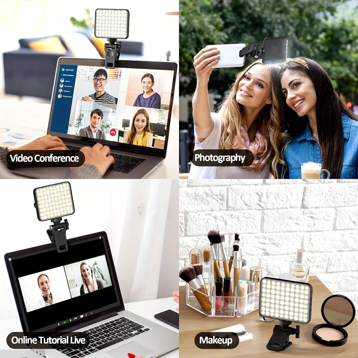 Lumière Selfie LED Magnétique Rechargeable – 3 Modes, 120 LEDs, Clip Universel pour Téléphone & Ordinateur