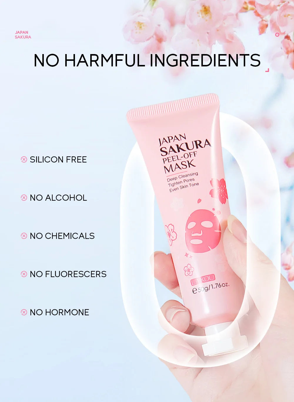 Masque Peeling Or 24K Sakura LAIKOU – Exfoliant & Éclat du Teint