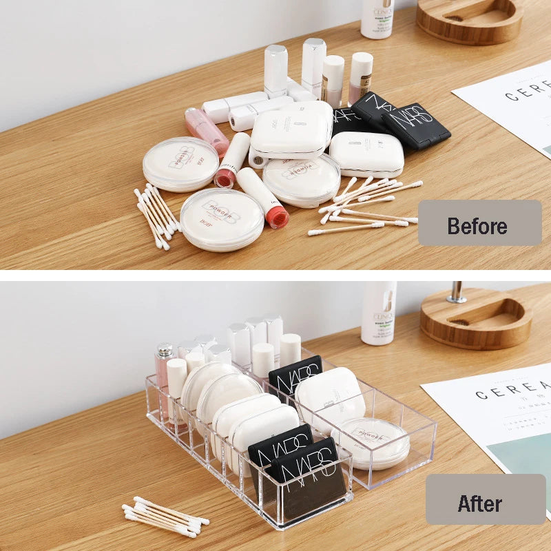 Organisateur Cosmétiques Acrylique Transparent – Boîte de Rangement Maquillage & Bijoux pour Bureau